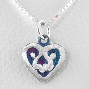 Dainty Heart Pendant in Sterling Silver with Patina Finish on a 16" Box Chain, #8778