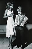 10 Cane Ad (Girl Smiling w/ Drink, Man w/ Accordian, Original) Black Wood-Mounted Art Poster Print - 27 X 40