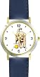 Labrador Retriever (Yellow) Puppy Dog - WATCHBUDDY&reg; DELUXE TWO-TONE THEME WATCH - Arabic Numbers - Blue Leather Strap-Children's Size-Small ( Boy's Size & Girl's Size )