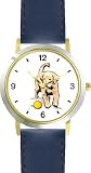 Labrador Retriever (Yellow) Puppy Dog - WATCHBUDDY&reg; DELUXE TWO-TONE THEME WATCH - Arabic Numbers - Blue Leather Strap-Children's Size-Small ( Boy's Size & Girl's Size )