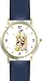 Labrador Retriever (Yellow) Puppy Dog - WATCHBUDDY&reg; DELUXE TWO-TONE THEME WATCH - Arabic Numbers - Blue Leather Strap-Children's Size-Small ( Boy's Size & Girl's Size )