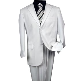 MENS SOLID COLOR WHITE WOOL 2PIECE SUIT BY:JEAN PAUL SUPER 130'S EXTRA FINE ITALIAN MADE. AVAILABLE IN 2-BUTTON AND 3-BUTTON. PLEASE CLICK TO ENLARGE AND CHOOSE NUMBER OF THE BUTTONS