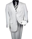 MENS SOLID COLOR WHITE 2 BUTTON WOOL 2PC SUIT BY:JEAN PAUL SUPER 130'S EXTRA FINE ITALIAN MADE.