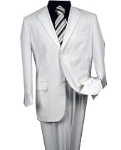 MENS SOLID COLOR WHITE WOOL 2PIECE SUIT BY:JEAN PAUL SUPER 130'S EXTRA FINE ITALIAN MADE. AVAILABLE IN 2-BUTTON AND 3-BUTTON. PLEASE CLICK TO ENLARGE AND CHOOSE NUMBER OF THE BUTTONS