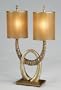Artmax Handmade Double -U-Base Table Lamp - Weathered brass accents and old silver