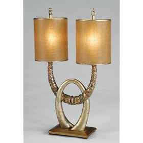 Artmax Handmade Double -U-Base Table Lamp - Weathered brass accents and old silver by ARTMAX