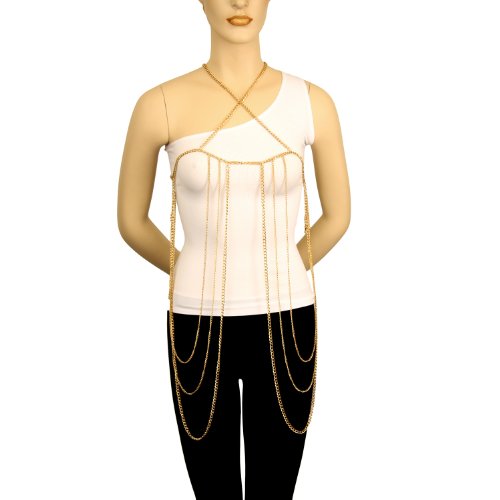 Sexy Gold Plated Body Chain with Multiple Layers. 4 Loops of Varying Sizes