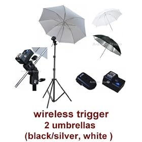 Photo Studio Portable Hot Shoe Flash Umbrella Stand Kit with Wireless Remote Trigger