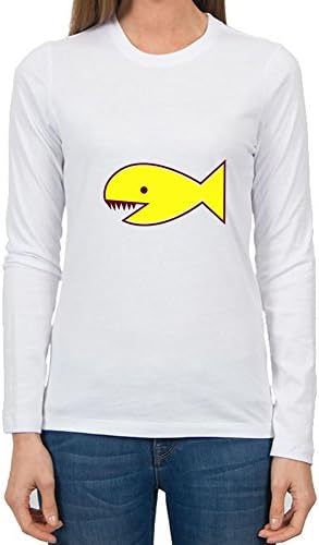 Myronamb Chic White Off-the-record Customizable X-large Women Fish With Teeth T Shirt