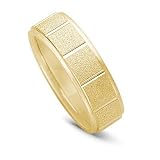 14k Gold Square Design Men's Wedding Band, 6mm