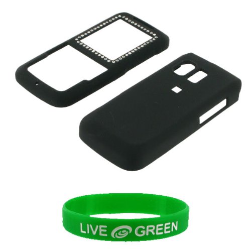 Rubberized Hard Case With Diamond Design for Samsung Messager R450 Phone, Cricket MetroPCS - Black With Diamonds