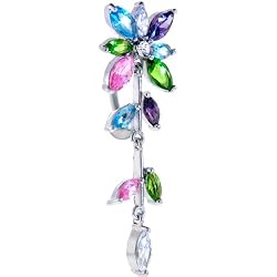 Multicolor Jeweled Flowering Ivy Top Dangle Belly Ring