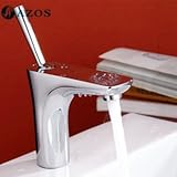 AZOS 洗面器の蛇口 黄銅製 銀色 単穴 台付 冷熱混合水栓 MPDKZ036