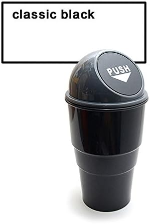 MJACK Car Trash Can Waterproof Plastic Portable Sturdy Convenient Traveling Rubbish Holder Vehicle Dust Bin-Black