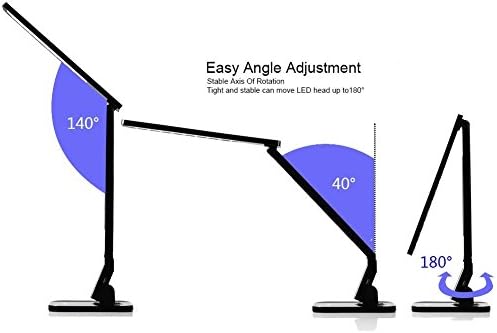 Mxunda LED Desk Lamp Dimmable Reading Light (Eye-caring,4 Lighting Modes,5-level Dimmer,Touch-sensitive Control Panel,Auto Timer,with USB Charging Port,Piano Black)