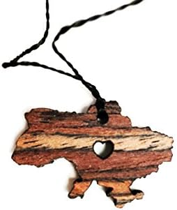 Wooden Pendant Necklace I love Ukraine