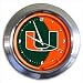 Miami U Hurricanes 14in Chrome Neon Bar/Wall Clock