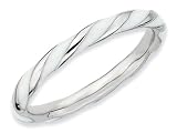 Stackable Expressions Sterling Silver Twisted White Enameled 2.4 x 2.0mm Stackable Ring