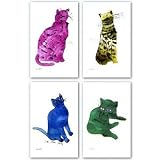 (11x14) Andy Warhol Lot of 4 Untitled Cats Set Art Prints Posters