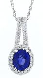 0.43ct Sapphire and Diamond Pendant in 14Kt White Gold w/chain