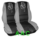 A Set of 2 Front Bucket Dragon Cushion Seat Covers with Lumbar Support - Grey