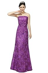 Strapless Lace  Sequined Evening Dress  With a Bow(s)