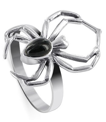 .925 Silver Black Widow Spider Band Ring Size 5 to12