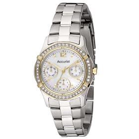 Accurist Ladies Watch LB1641P with Stone Set Bezel and Stainless Steel Bracelet Strap