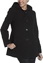AK Anne Klein Women's Wool Single Breasted Seamed Detail Hooded Pea Coat