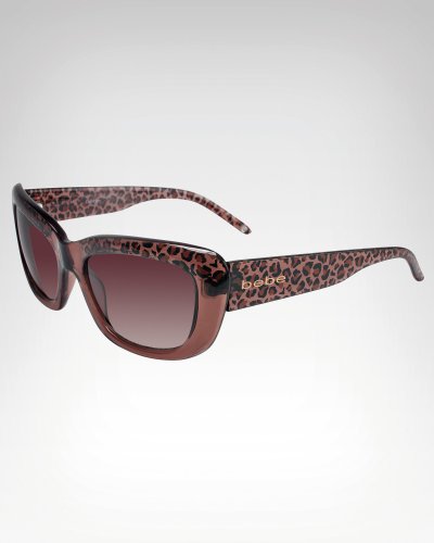 Bebe Compliment Square Frame Leopard Sunglasses Brown Combo Onesize