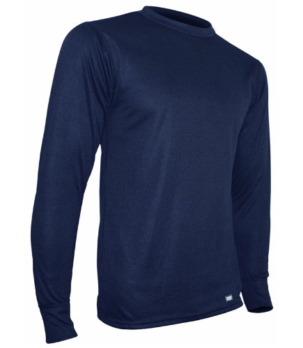 Polarmax Mid Weight Double Base Layer Men's Long Sleeve Crew Tee (Indigo, Medium)