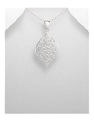 Flower Pendant Necklace In 92.5 Sterling Silver