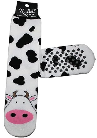 Tubular Cow Non-Skid Slipper Socks by K. Bell