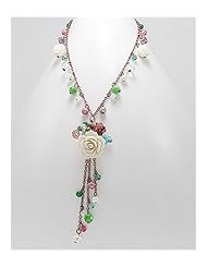 White Rose Resin Necklace In Copper