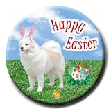 Samoyed Happy Easter Pin Badge Button