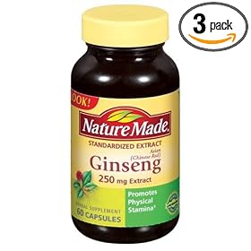 Nature Made Asian (Chinese Red) Ginseng, 250mg, 60 Softgels (Pack of 3)