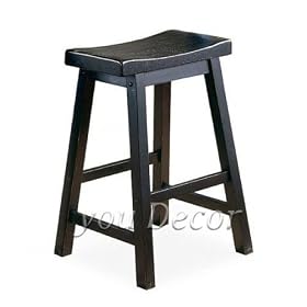 Saddle Back 29 H Wood Bar Stool in Black Finish (Set of 2) by Best Deal Stores