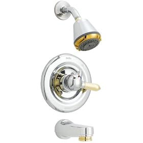 Delta Faucet 1748CB-74CB Classic Single-Handle Tub and Shower Faucet, Chrome/Vibrant Vibrant Polished Brass