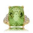 14 KT Yellow Gold CocKTail Ring W Prasiolite & Diamonds