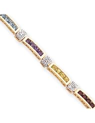 14k Gold Completed Genuine Fancy Diamond & Gemstone Rainbow Bracelet