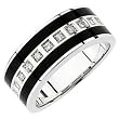 14kt White Gold Stripes Black Onyx and Men's Diamond Band