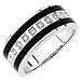 14kt White Gold Stripes Black Onyx and Men's Diamond Band