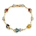 Bling Jewelry Colorful Good Luck Garden Lucky Ladybug Link Charm Bracelet For Women Crystal 14K Gold Plated Brass
