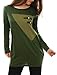 Allegra K Women's Scoop Neck Contrast Color Loose Tunic Top Green XL