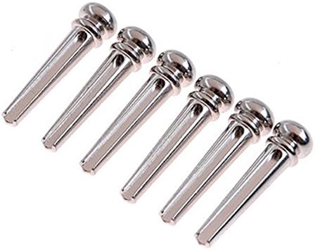 MUSEUNLIMITED 6PCS Silver Acoustic Guitar Brass Bridge Pins Puller String Nail Pins / End Pins, Guitar Accessories Parts