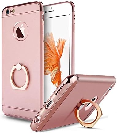 iPhone 6/6S Case,VANCKE 3 in 1 Combo Ultra Thin Hard Protective Luxury Case Cover with 360 Degree Rotating Ring Kickstand for iPhone 6/6S 4.7 inch(Rose Gold)