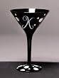 Personalitini - Monogram Black Polka Dot Martini Glass - K Personalitini - Monogram Black Polka Dot Martini Glass - K