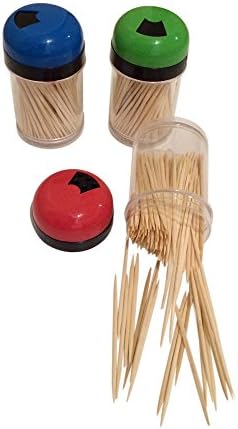 set of 3 Classic wood toothpicks in screw cap container