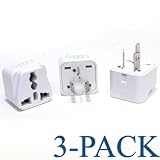 Ceptics Grounded Universal Plug Adapter for Australia (Type I) - 3 Pack