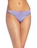 Felina Womens Tricia Satin Low Rise Thong With Lace Trim